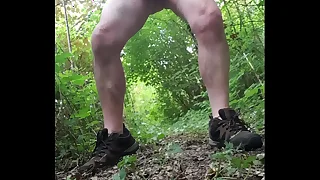 Naked masterbation on public path.